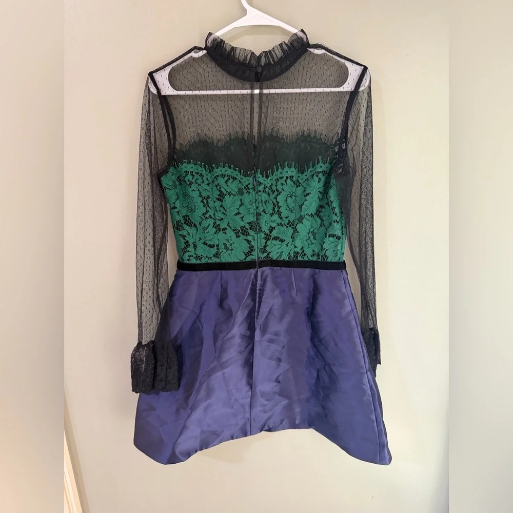 ASOS MWT mixed texture dress green/purple/black size 10 - Picture 5 of 6